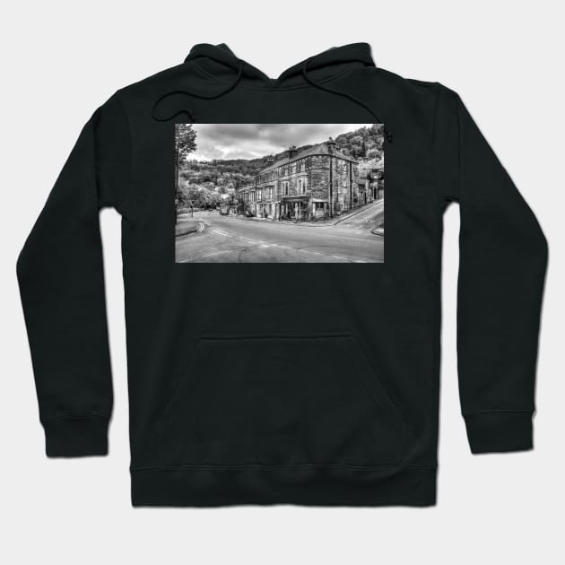 Matlock, Derbyshire, UK, Black And White Hoodie by tommysphotos